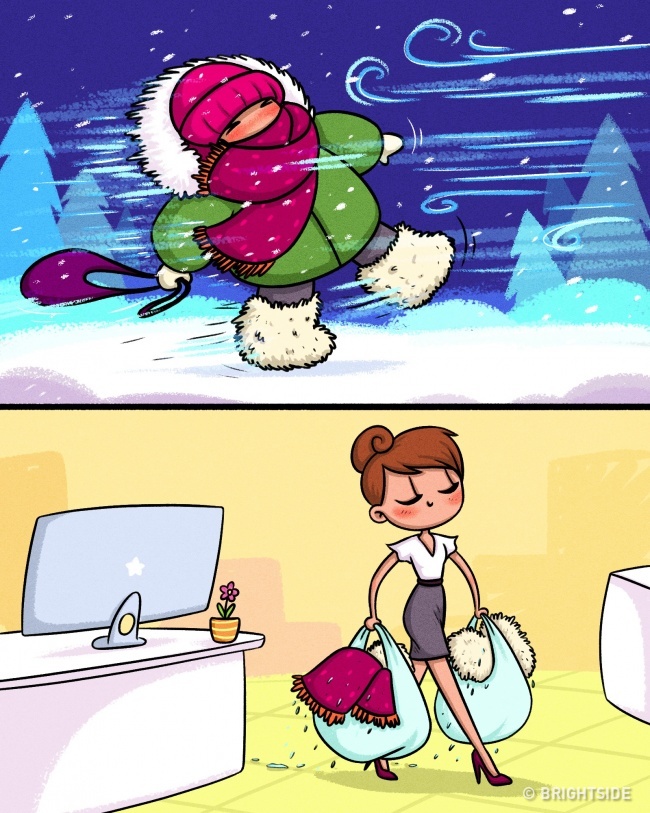 15 Забавни комикси, които показват трудния живот на жените през зимата 8