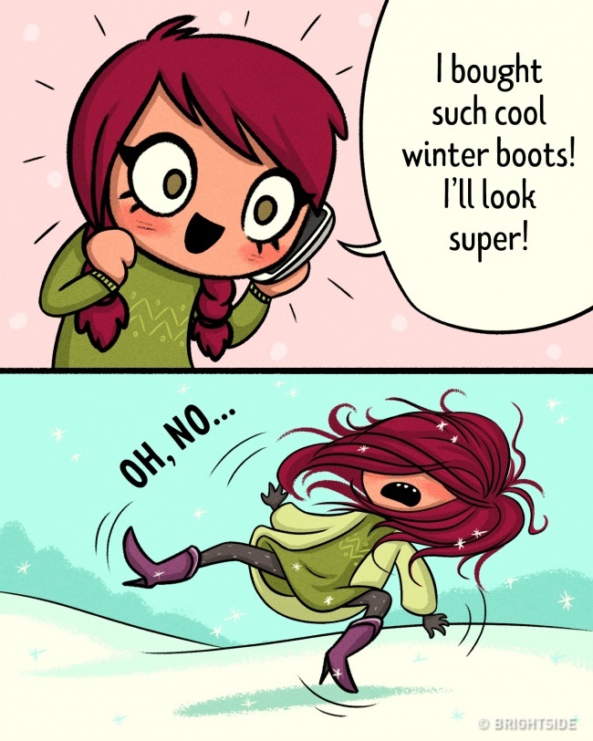 15 Забавни комикси, които показват трудния живот на жените през зимата 7