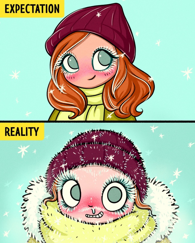 15 Забавни комикси, които показват трудния живот на жените през зимата 6