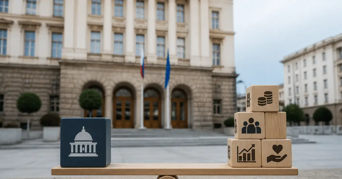 Снимка Copyright © 7kefa.com Бизнесмен в офис с изглед към града и дигитална графика за икономически растеж и прогнози.