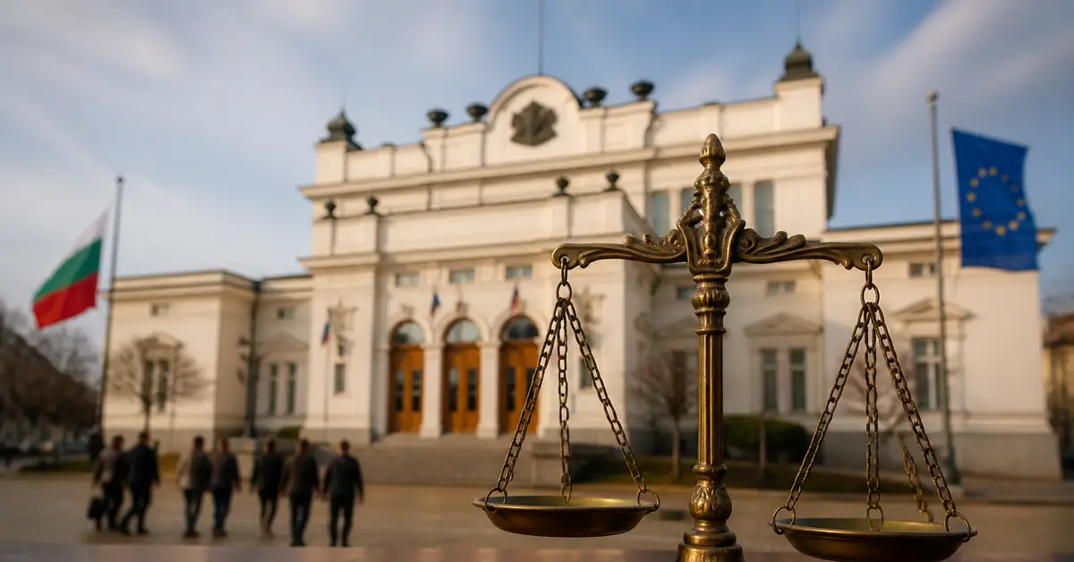 Снимка Copyright © 7kefa.com Бизнесмен в тъмносин костюм в офис с изглед към осветена куполна сграда през нощта.
