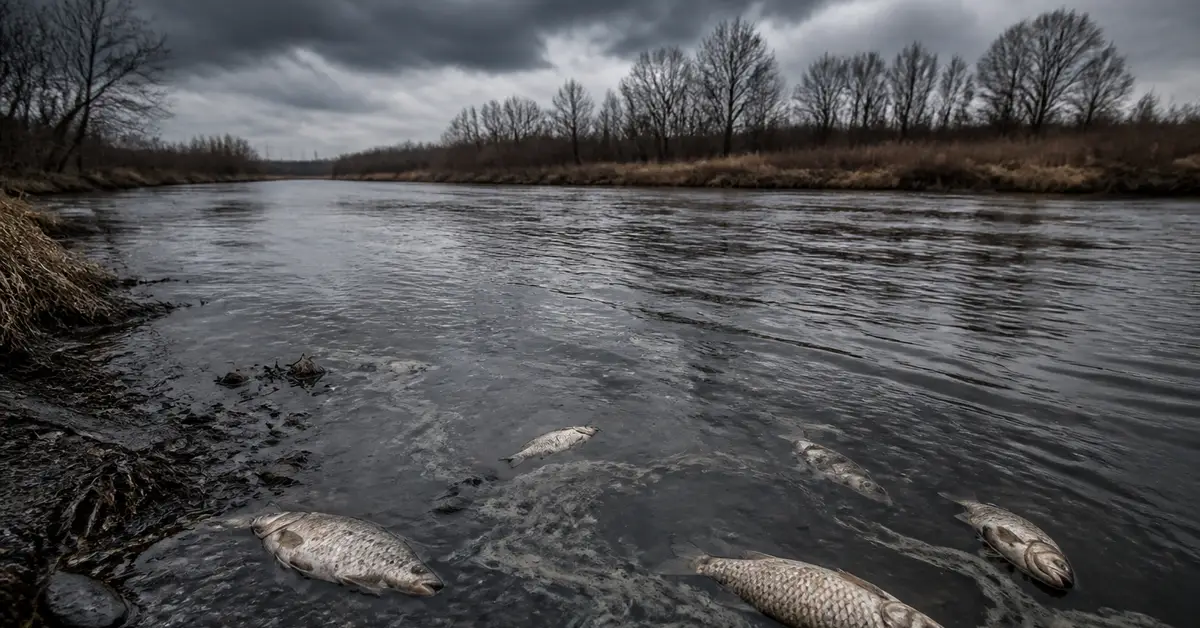 Снимка Copyright © 7kefa.com Разследват сигнали за мъртва риба и потъмнели води в река Струма край Кюстендил