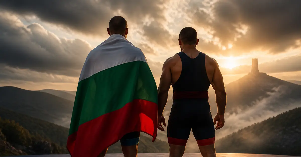 Снимка Copyright © 7kefa.com Български спортисти със знамето пред паметника Шипка по залез.