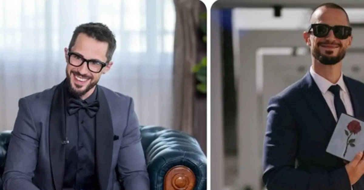 Наум Шопов напуска „Ергенът“ след 5 години: Вдигна тост за раздялата и разкри чие е решението Млад мъж с очила и костюм в две различни визии, усмихнат в интериор и с тъмни очила, държащ картина с роза.