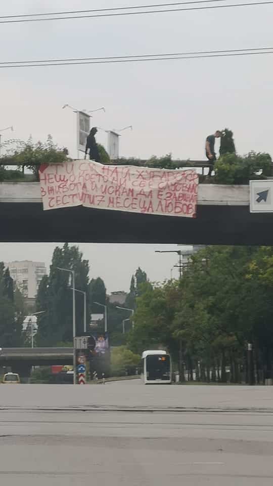 Всички говорят за голямото любовно обяснение на плакат на Моста на влюбените в София-Снимка 1