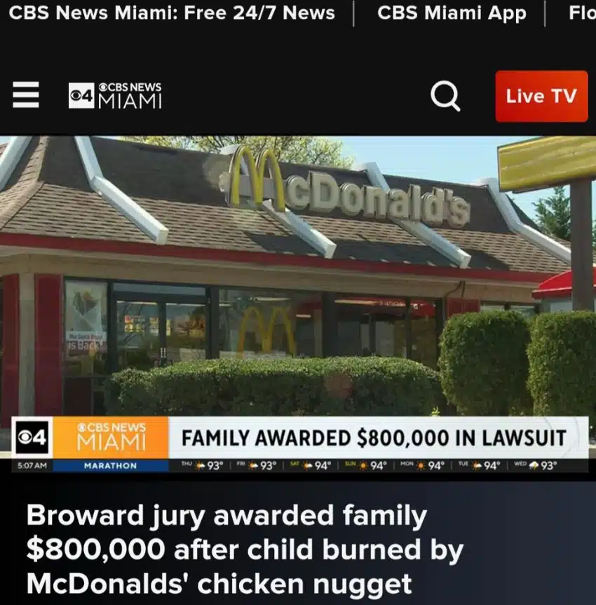 4 годишно момиченце изгорило се с хапка от Макдоналдс, получи 800 000 долара обезщетение! 1
