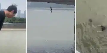 Разносвач на храна показа храброст като скочи от висок мост, за да спаси човешки живот! 1
