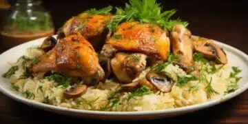 Перфектно за Нова Година: вкусно и крехко пиле с ориз и гъби (Рецепта) 8