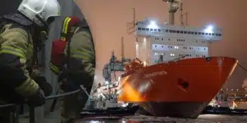Пожар избухна на руски ядрен ледоразбивач в Мурманск 1
