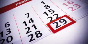 February 29th. Date which repeats on leap year. Calendar (rare days) concept.