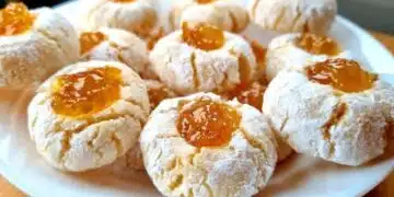 Нежни и вкусни сладки с бадеми и портокалов конфитюр 8