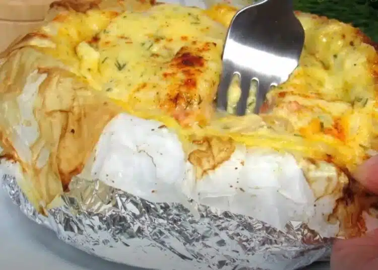 Просто увих всичко във фолио и го сложих във фурната. Вкусен вариант за необичайна вечеря 1