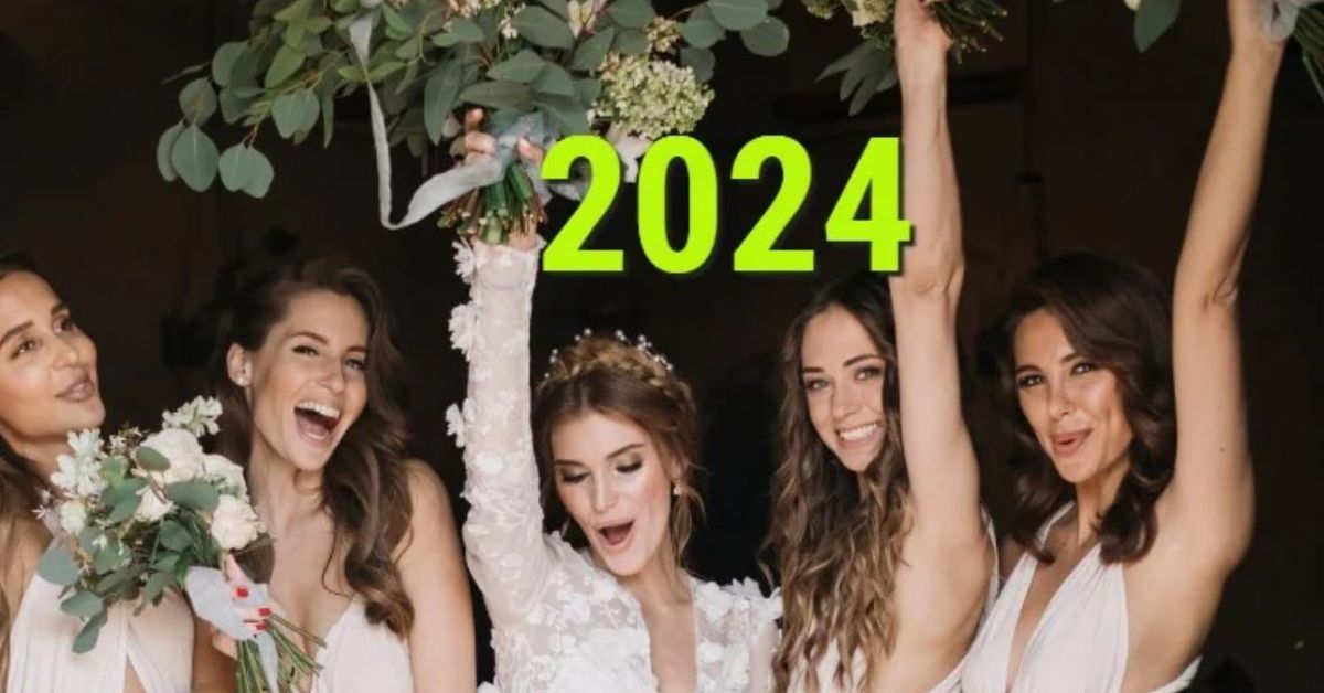 Петици се движат, осмици се женят: прогноза за лично число за 2024 г Щастлива булка и шаферки празнуват сватба през 2024 година.