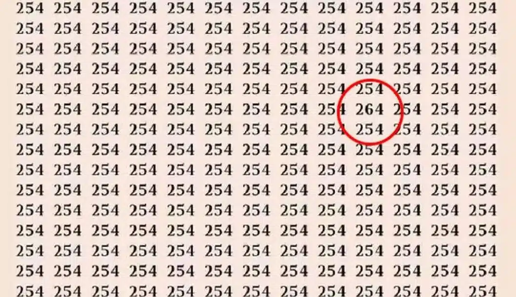 Само тези с орлов поглед могат да намерят числото 264 сред поредица от 254 за 3 секунди: 2