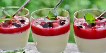 Вкусна панакота с малини без печене (Рецепта) 1