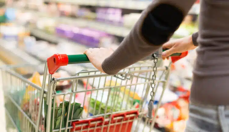 Woman grocery shopping in a supermarket