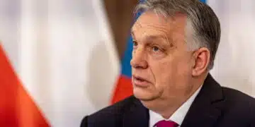 epa11184399 Hungarian Prime Minister Viktor Orban attends a press conference during the meeting of the Visegrad Group (V4) Prime Ministers in Prague, Czech Republic, 27 February 2023.  EPA/MARTIN DIVISEK