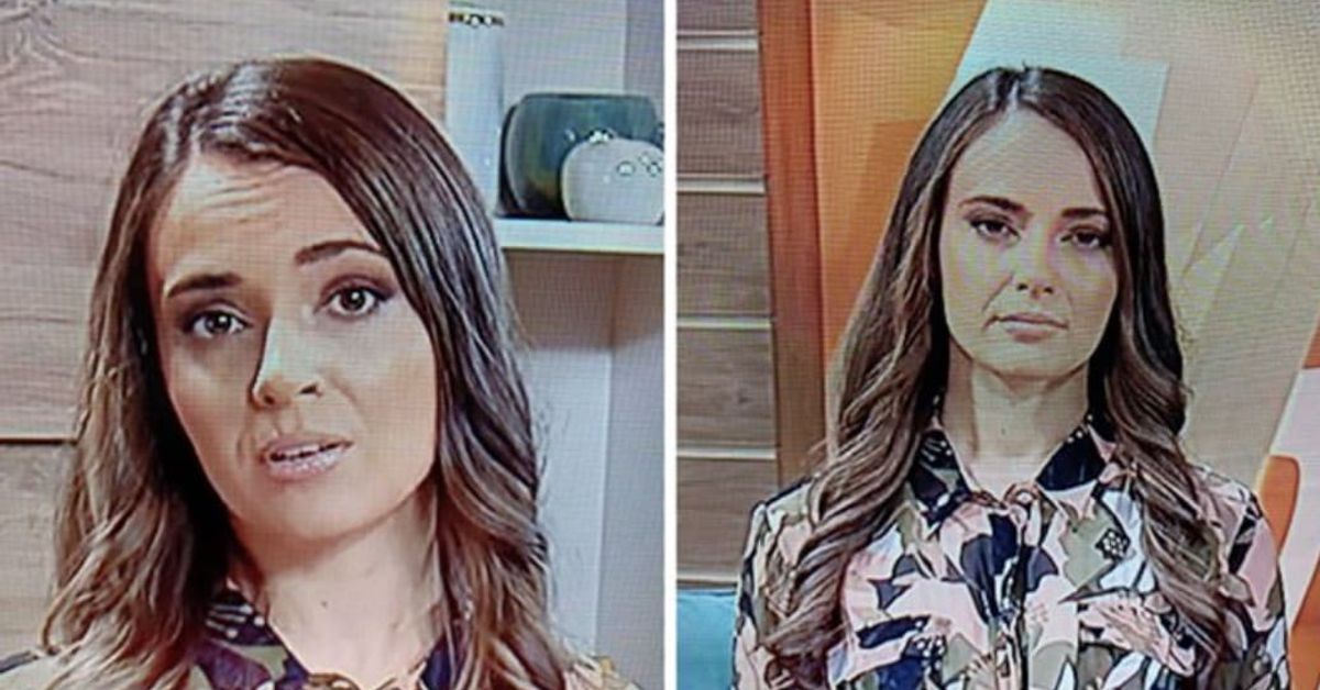 Зрителите на Би Ти Ви са притеснени за Бесте Сабри Жена с дълга коса и шарена риза, гледаща към камерата на телевизионен екран