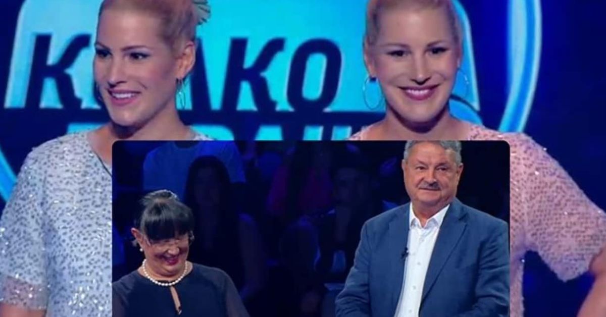 В Колко ми даваш? Проф. Рачев заслепен от красиви близначки Усмихнати участници в телевизионно предаване със студиен фон.