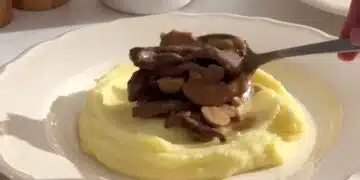 Крехко и сочно говеждо месо с лук и заквасена сметана (Рецепта) 9