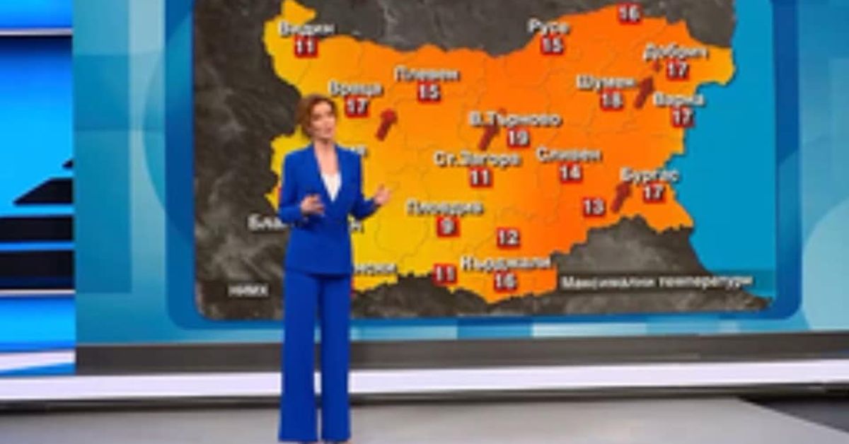 Гергана Малкоданска каза кога отново ще завали сняг у нас Жена синоптик пред карта на България с температури и градове