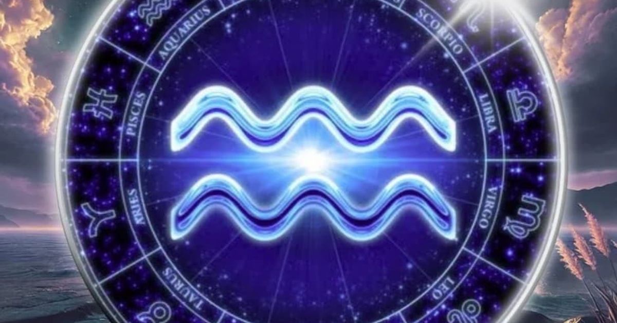 Периодът на Водолея 2025г. ще бъде най-добрият за тези 4 зодиакални знака Син зодиакален кръг с блестящ символ на Водолей и всички зодиакални знаци.