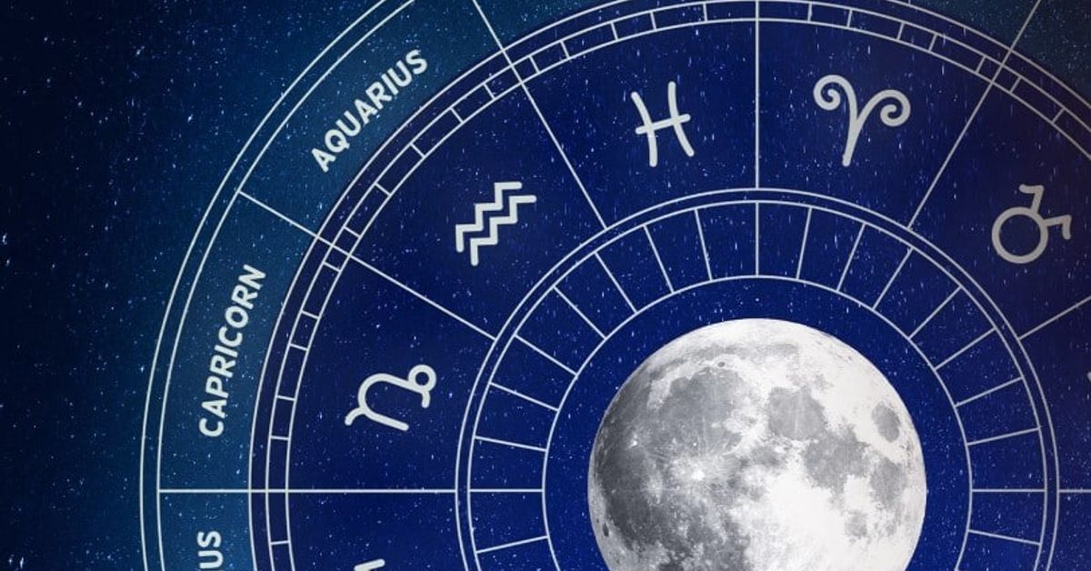 Хороскоп за 5 март: Овните да избягват конфликтите, а Скорпионите да проявяват инициатива Зодиакален кръг с астрологични знаци, символи и пълнолуние на звездно небе.