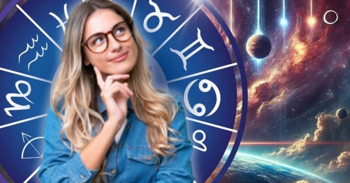 Хороскоп за 25 март: Скорпионите имат примамливо предложение, а Козирозите - приключения Замислена жена с очила пред зодиакален кръг и звезден космос с планети.