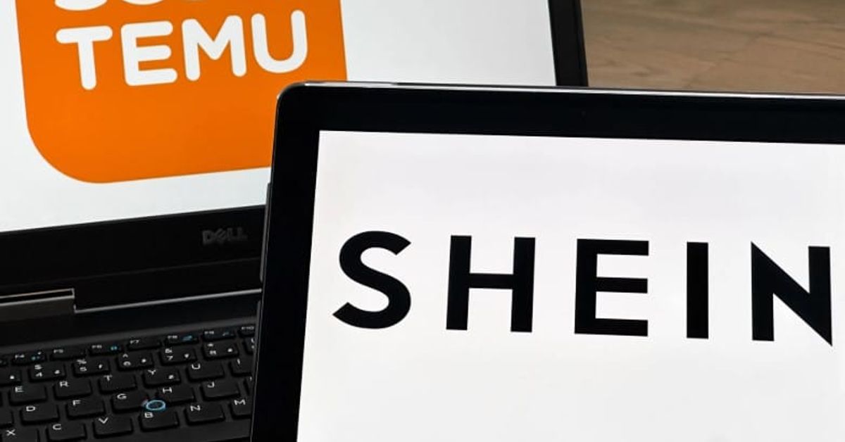 От 1 юли 2026: Българите ще плащат нова такса за поръчки от Temu, Shein и AliExpress Екрани с логата на популярните онлайн магазини Temu и Shein.