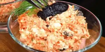 Необичайна салата с моркови, извара и сини сливи. Вкусна и здравословна: 11