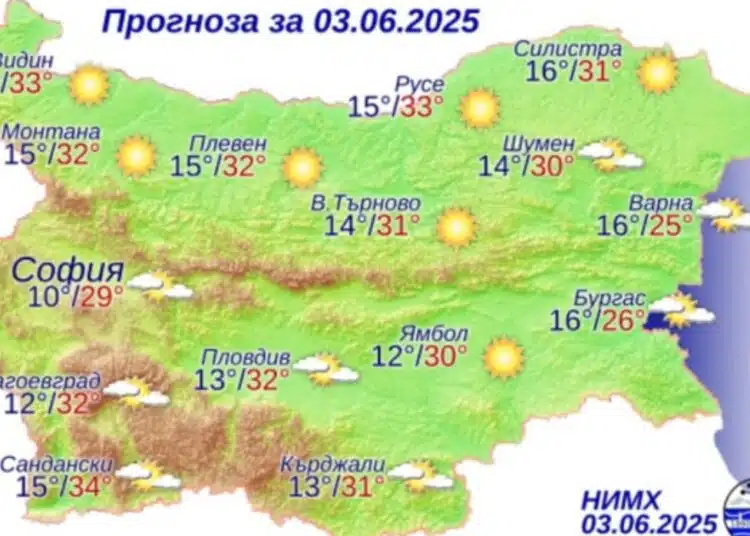 Днес, 3 юни, на места у нас температурите ще стигнат 34 градуса 1