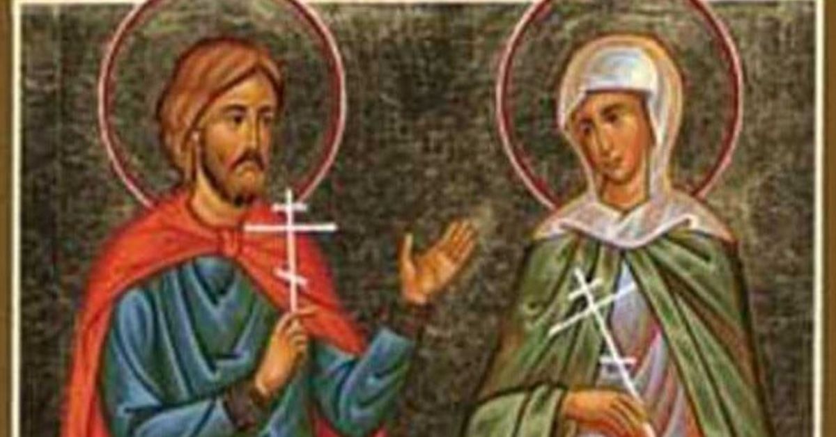 Утре, 26 август е църковен празник! Повод да почерпят имат няколко български имена Православна икона на свети мъж и светица жена, държащи кръстове.