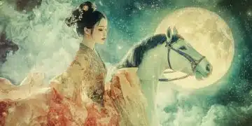 Жена с коня под луната.