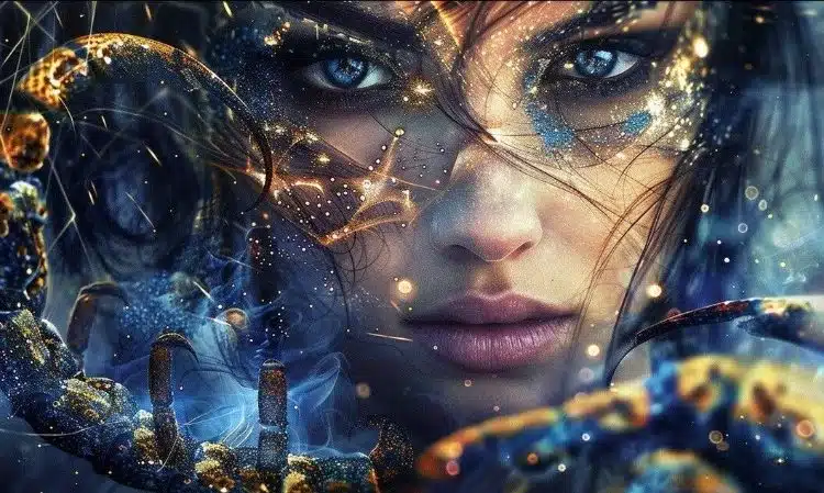 Космическа сцена с абстрактни форми