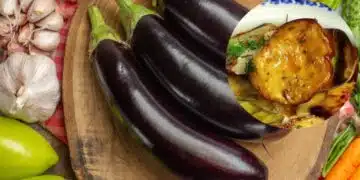 Баклажани и чесън на дъска