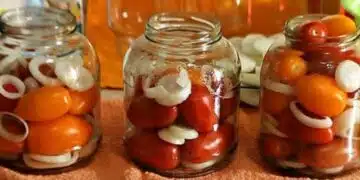 Сладки домати с лук без стерилизация за зимата 15