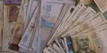 Купчина български банкноти и монети.