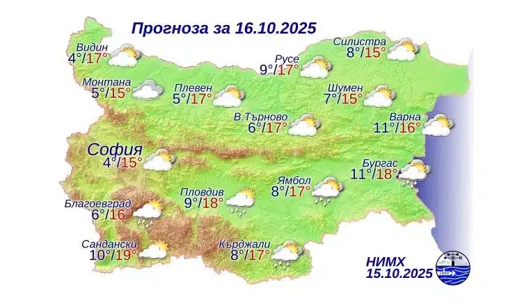 Облачност и дъжд в България