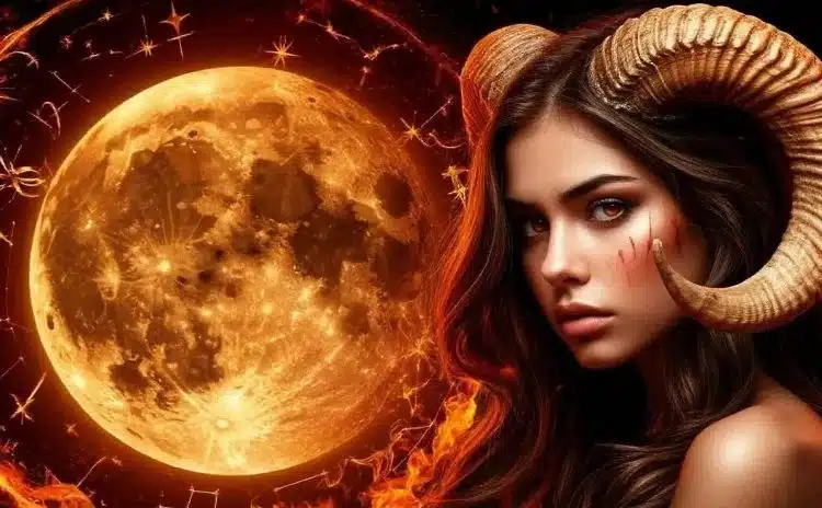 Есенна луна в пламъци: Как пълнолунието на 7 октомври 2025 г. ще промени любовния ви живот 1 Жена с рога и луна