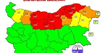 Карта на значителни валежи в България