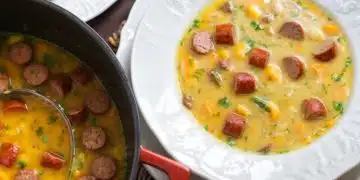 Вкусна супа с колбаси и зеленчуци