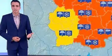 Метеорологична прогноза с предупреждения.