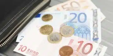 Евро банкноти и монети в портфейл