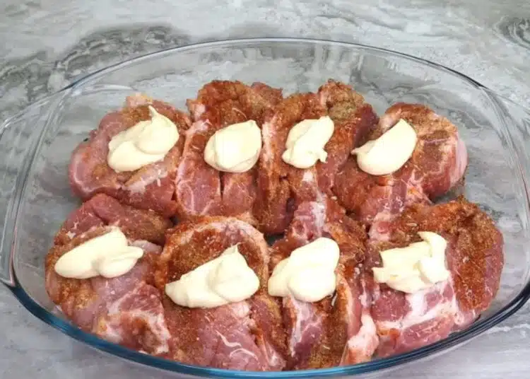 Месо с подправки и майонеза