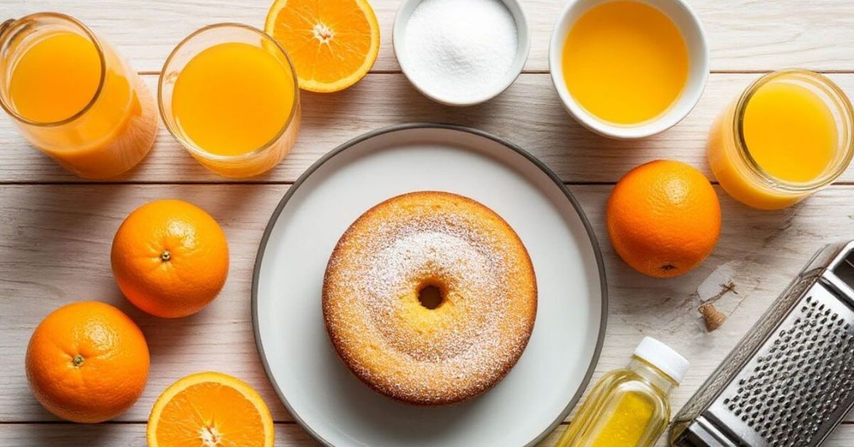 Тази портокалова манна е хит: без яйца и мляко – малко чудо за чай Портокалов кекс със захарна пудра, пресни портокали и съставки за печене.