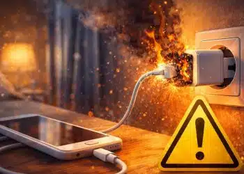 Опасност: Не оставяйте зарядното устройство включено в контакта 5